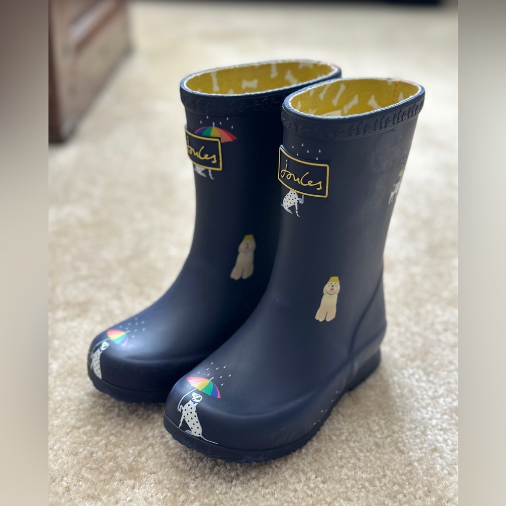 Joules Kids' Blue Boots with Bone Pattern